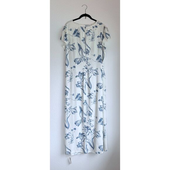 NWT Reformation Frasier Midi Dress in Lisse White & Blue Floral Size 16 - Picture 8 of 15